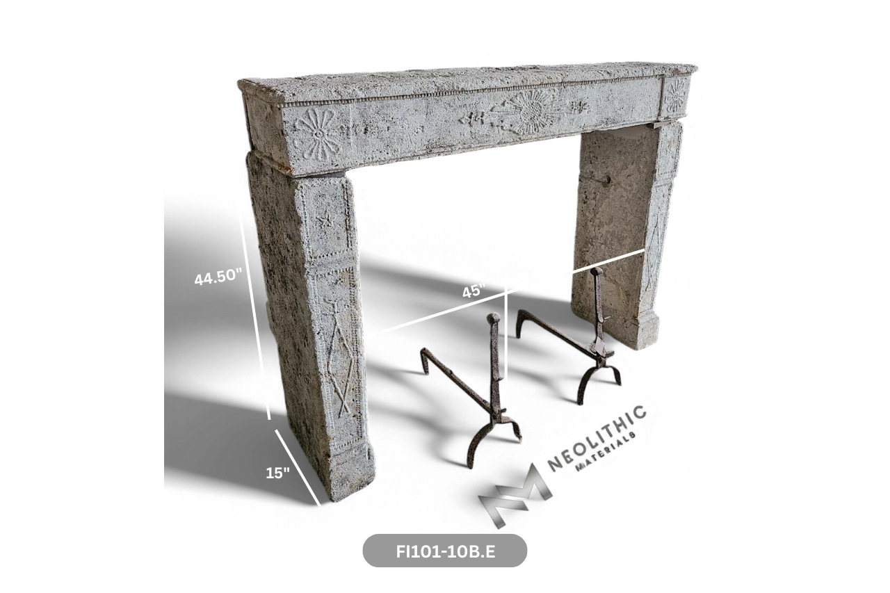 Antique Limestone Fireplace Mantel - Image 3